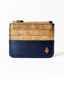 Green Hermitage Iris- Apple leather & cork Card Holder (Navy blue)