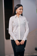 The Conscious Closet White Cold Pleated Shirt