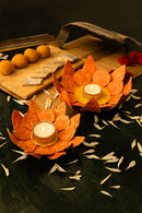GreenKraft Lotus Handcrafted Bamboo Tealight Holder- Set of 2