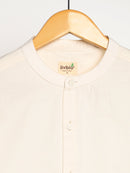 Livbio Organic Cotton & Naturally Dyed Mens Round Neck Light Cream Shirt