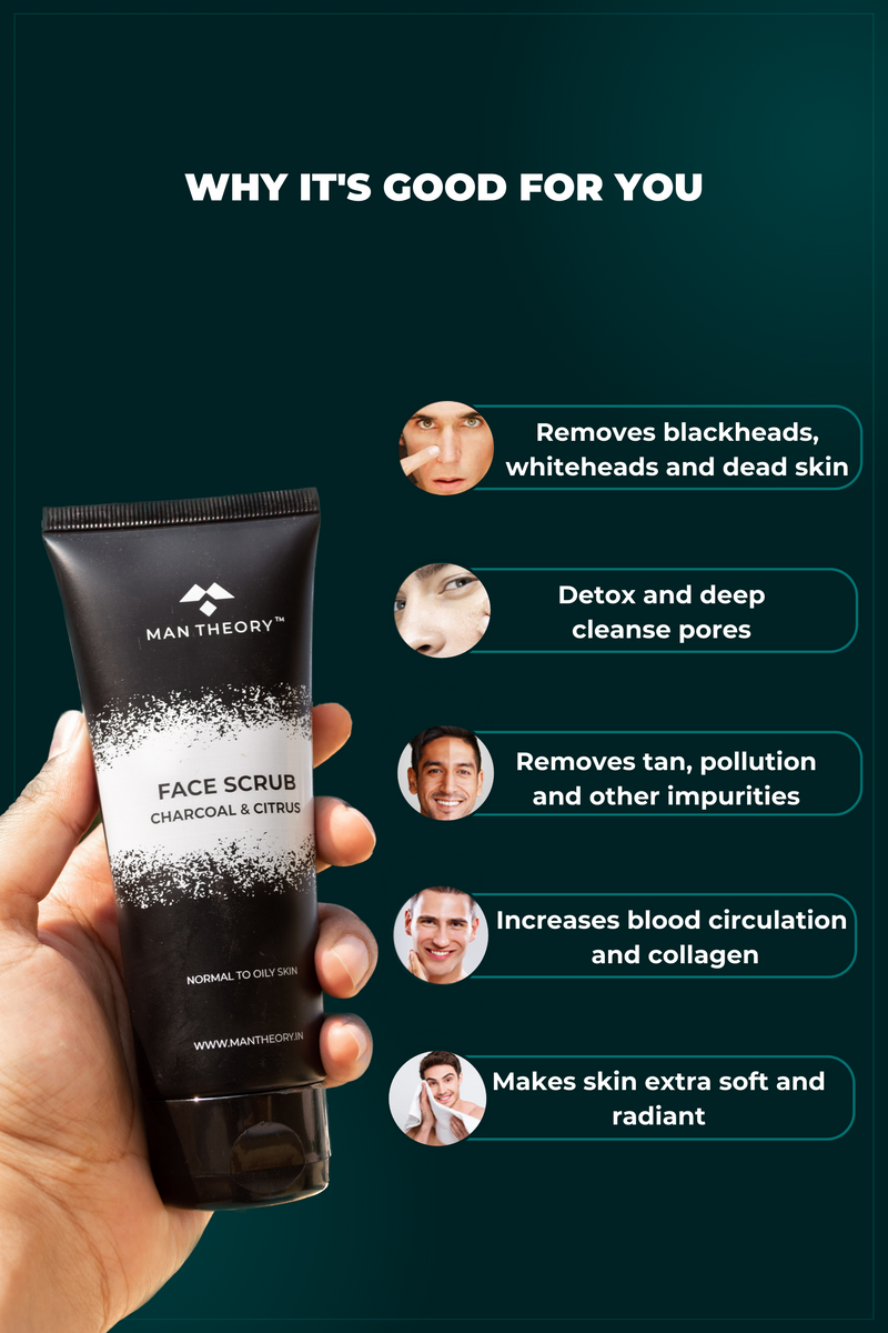 Man Theory Charcoal & Citrus | Face Scrub For Men (100g)