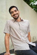 Earthy Route Half Sleeve Shirt in TENCEL™ Lyocell Linen | Peppercorn Brown