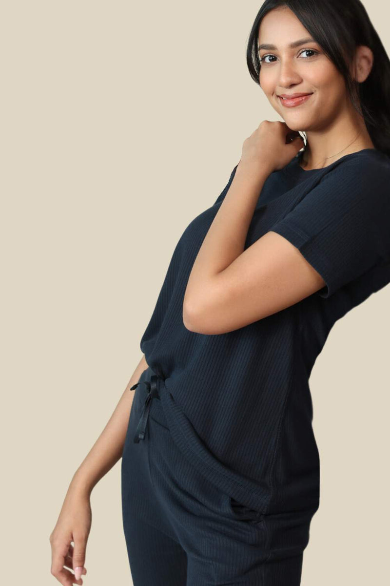 Carbontree Women Mid Night Navy Tencel Tee