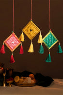 GreenKraft Patang Handcrafted Bamboo Door Hanging for Decor - Set of 3