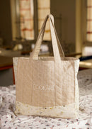 Eco Tote Hemp Bag | Beige & White