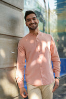 Earthy Route Rust Orange · Mandarin Collar Shirt