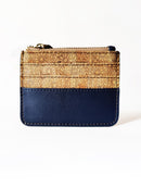 Green Hermitage Iris- Apple leather & cork Card Holder (Navy blue)