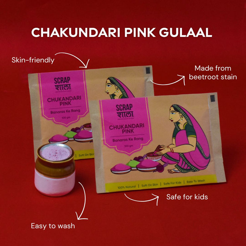 Scrapshala Holi Milan Gulaal Box | Four Packs of Natural Gulaal | Safe for Kids | Handmade in Banaras