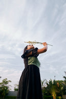 The Conscious Closet Black and Spanish Green Black Ash Detachable Dress