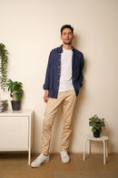 Earthy Route Full Sleeve Button Down Collar Shirt in 100% Linen | Royal Navy