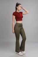 Carbontree Bamboo Women Bold Red Casual Crop Top