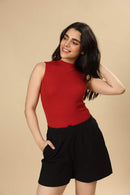 Carbontree Bamboo Women Bold Red Highneck Tank Top