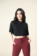 Carbontree Bamboo Women Carbon Black Boxy Tee