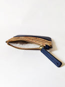 Green Hermitage Iris- Apple leather & cork Card Holder (Navy blue)
