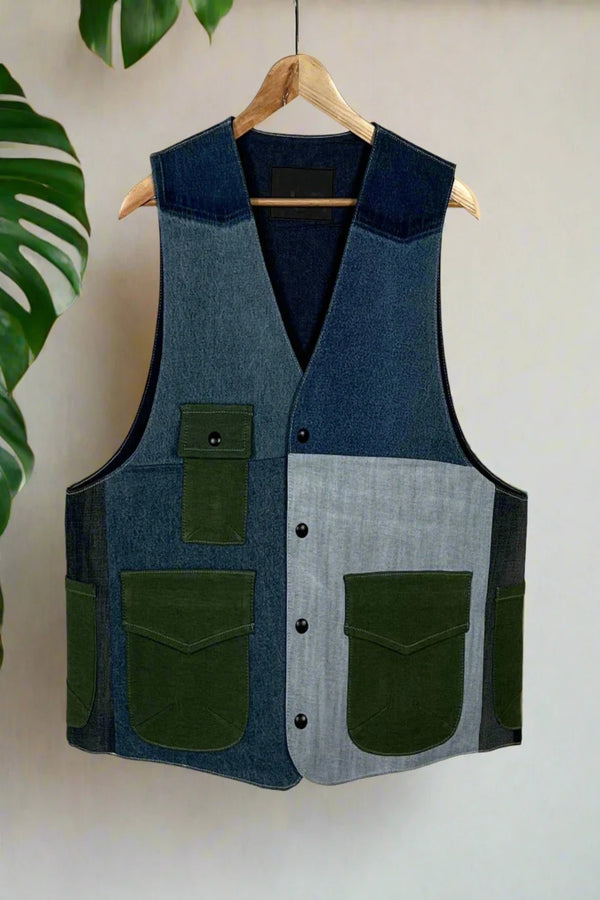 Un Denim - 100% Cotton Unisex Upcycled Denim Gilet Jacket | 182