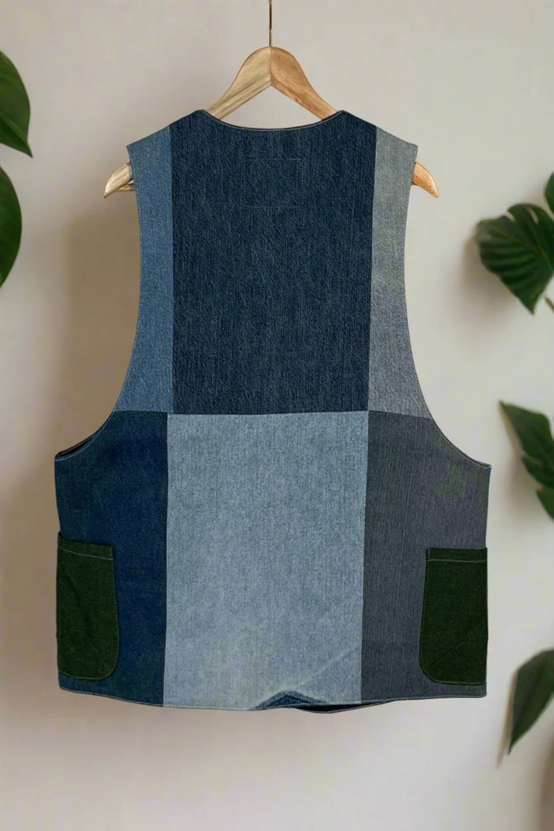 Un Denim - 100% Cotton Unisex Upcycled Denim Gilet Jacket | 183