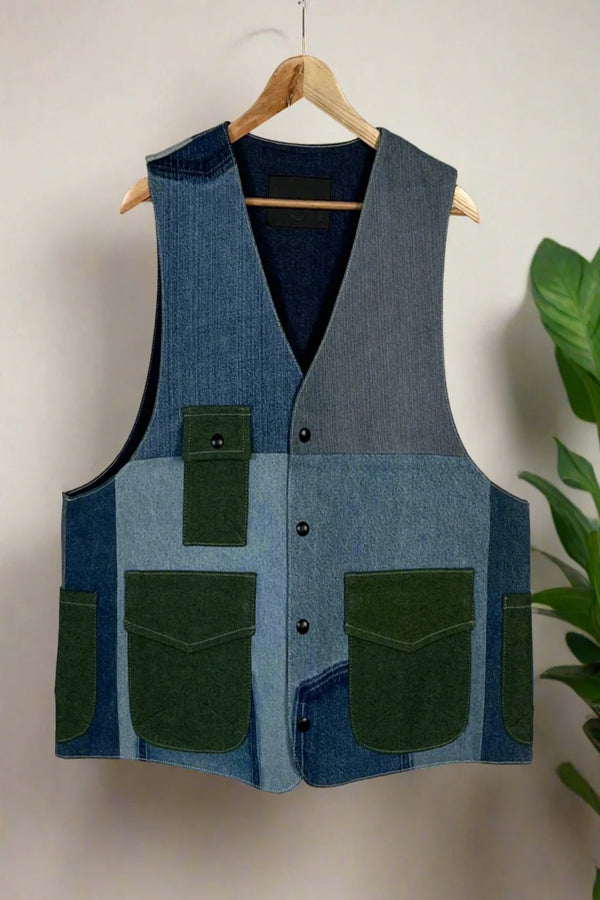 Un Denim - 100% Cotton Unisex Upcycled Denim Gilet Jacket | 183