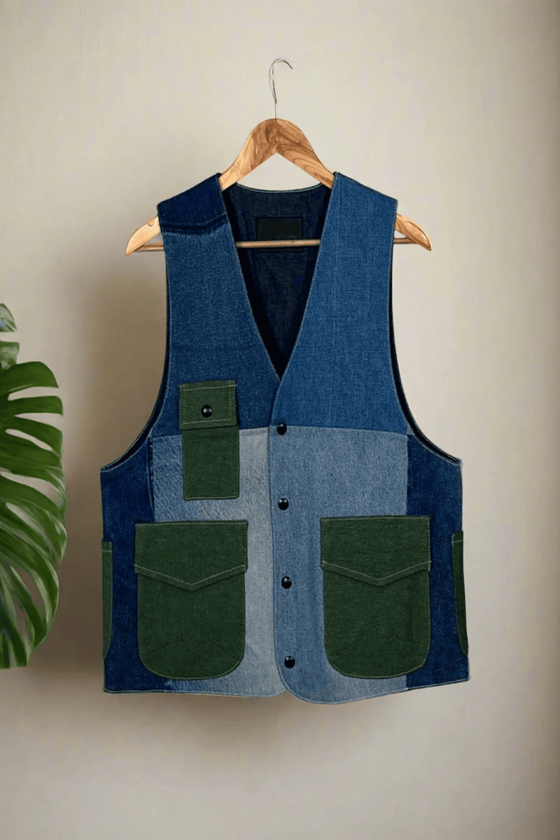 Un Denim - 100% Cotton Unisex Upcycled Denim Gilet Jacket | G144