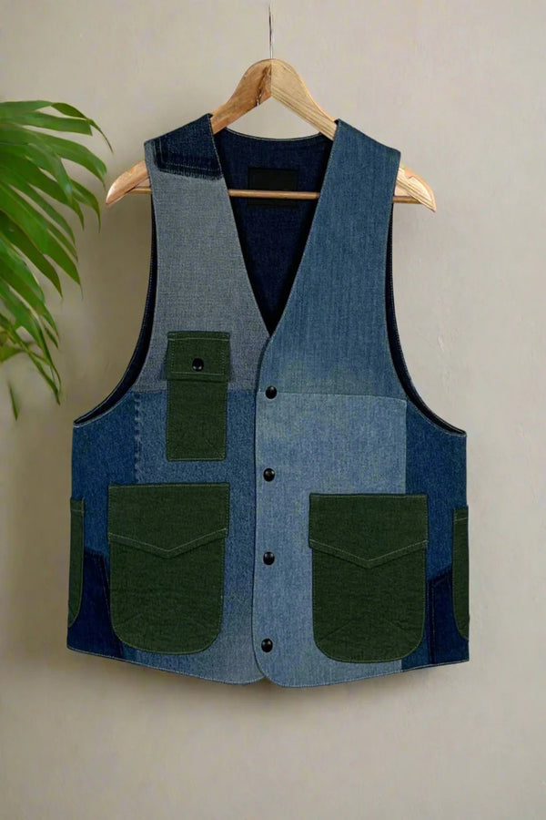 Un Denim - 100% Cotton Unisex Upcycled Denim Gilet Jacket | 186