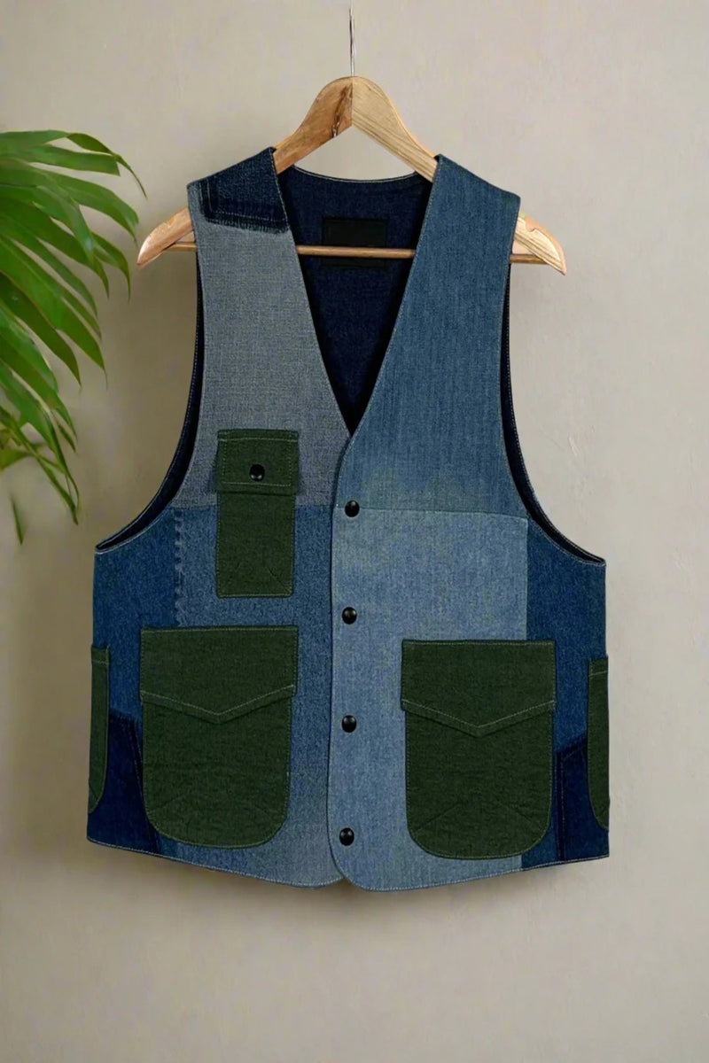 Un Denim - 100% Cotton Unisex Upcycled Denim Gilet Jacket | 186