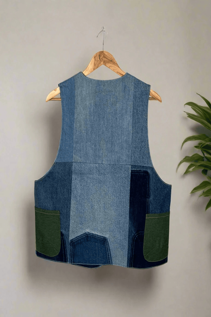 Un Denim - 100% Cotton Unisex Upcycled Denim Gilet Jacket | G145