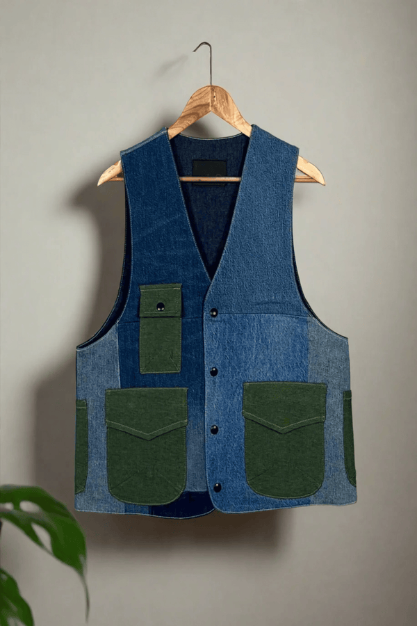 Un Denim - 100% Cotton Unisex Upcycled Denim Gilet Jacket | G145