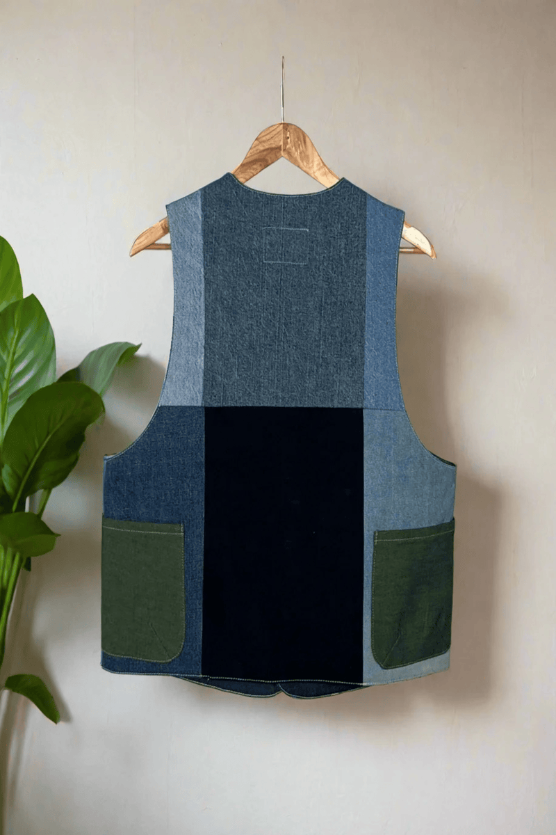 Un Denim - 100% Cotton Unisex Upcycled Denim Gilet Jacket | G147