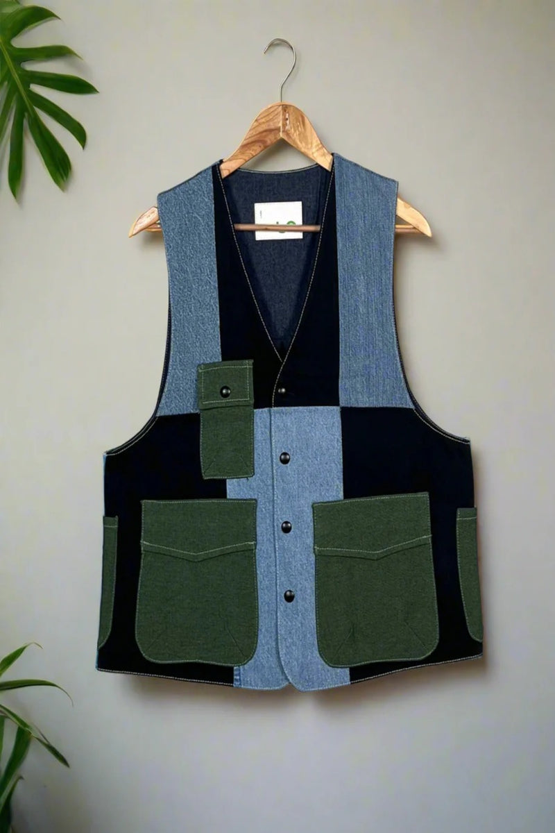 Un Denim - 100% Cotton Unisex Upcycled Denim Gilet Jacket | G150