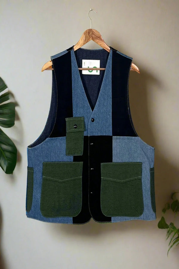 Un Denim - 100% Cotton Unisex Upcycled Denim Gilet Jacket | G168