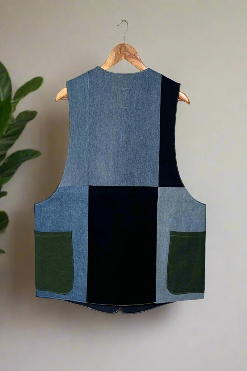 Un Denim - 100% Cotton Unisex Upcycled Denim Gilet Jacket | G171