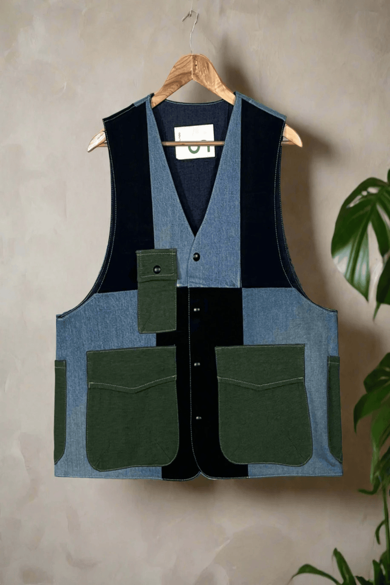 Un Denim - 100% Cotton Unisex Upcycled Denim Gilet Jacket | G171