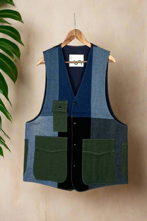 Un Denim - 100% Cotton Unisex Upcycled Denim Gilet Jacket | G172