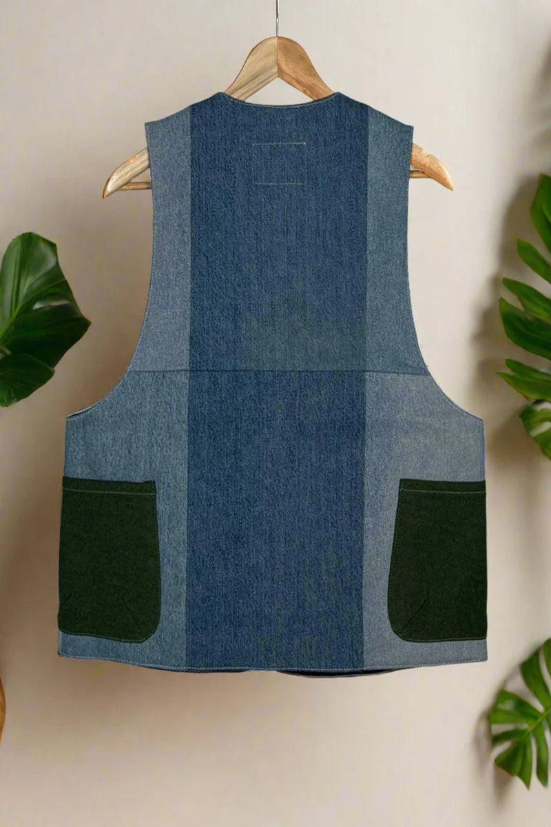 Un Denim - 100% Cotton Unisex Upcycled Denim Gilet Jacket | 188