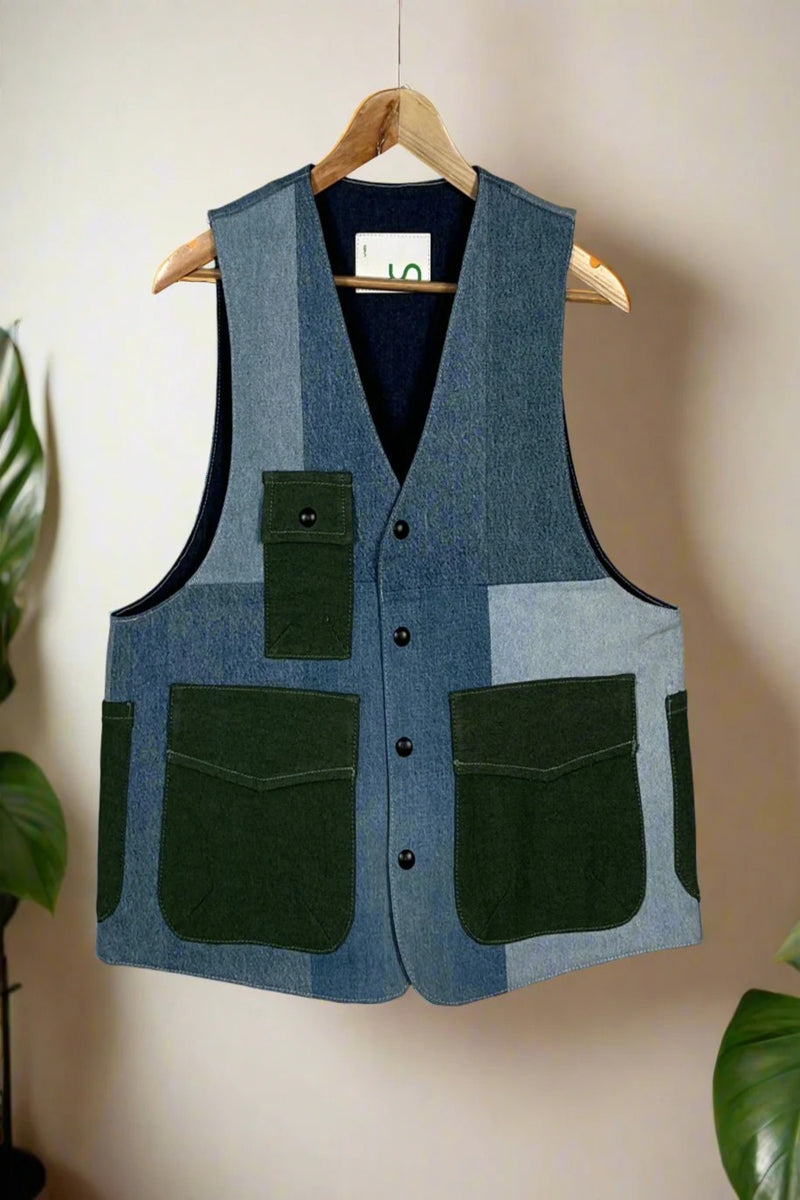 Un Denim - 100% Cotton Unisex Upcycled Denim Gilet Jacket | 188