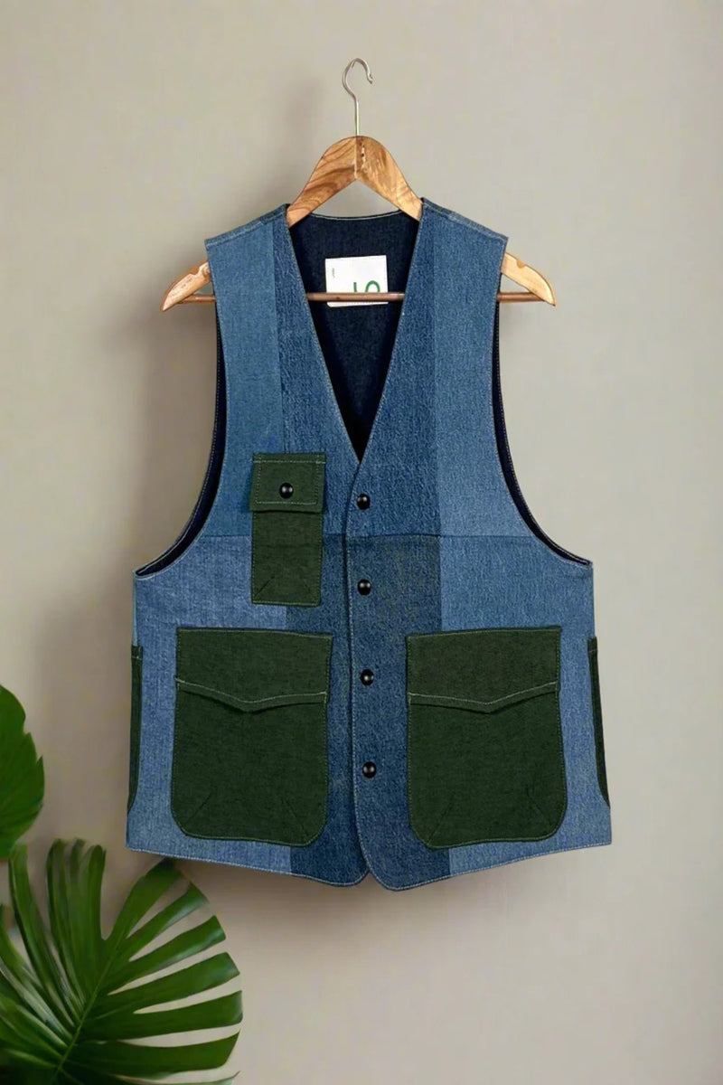 Un Denim - 100% Cotton Unisex Upcycled Denim Gilet Jacket | G173