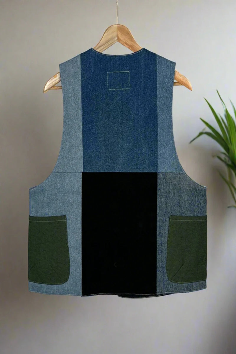 Un Denim - 100% Cotton Unisex Upcycled Denim Gilet Jacket | 189