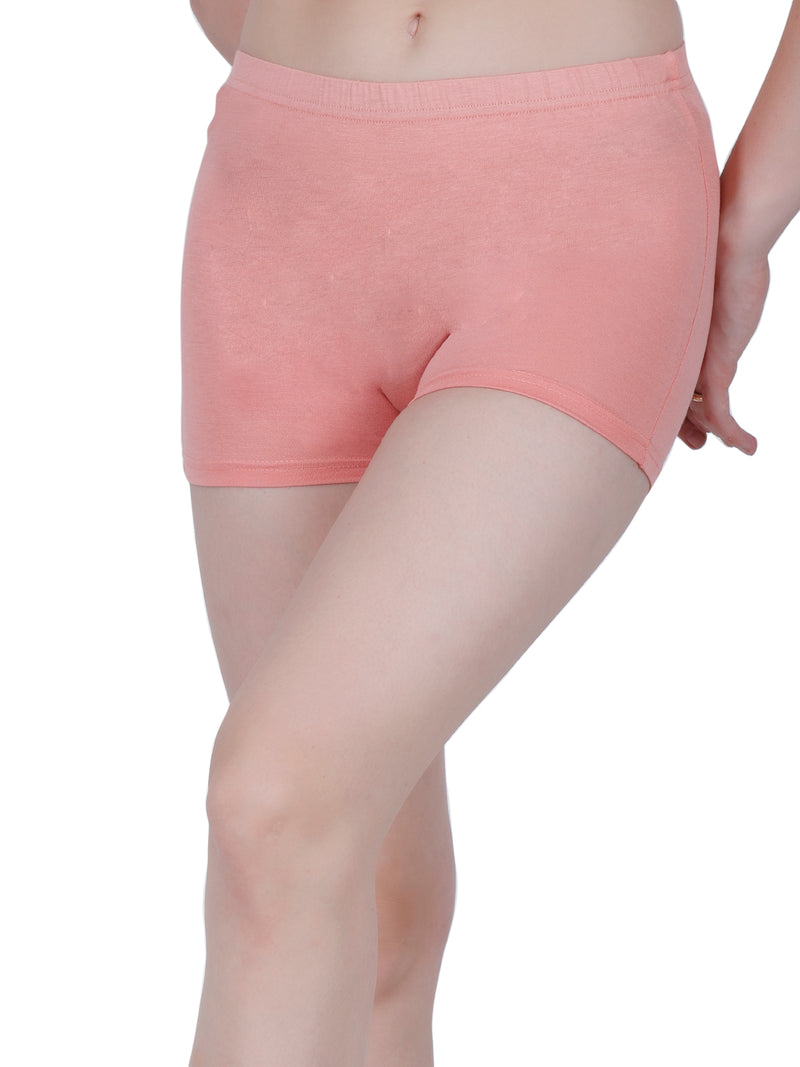 Bamboo Fabric Mid Rise Shorts | Peach & Blue | Pack Of 2