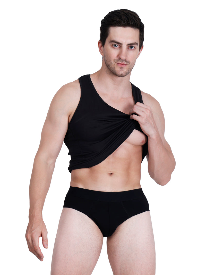 Bamboo Fabric Men's Underwear Super Comfortable, Ultrasoft, Anti Bacterial Briefs, Moisture Wicking | Black