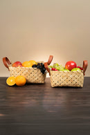 GreenKraft Avella Handcrafted Bamboo Basket with Handles - Set of 2
