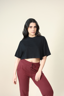 Carbontree Bamboo Women Carbon Black Boxy Tee