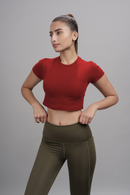 Carbontree Bamboo Women Bold Red Casual Crop Top