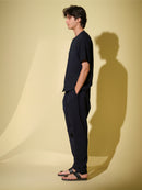 Vasudhaa Vastrran Tandav - Men'S Organic Dyed  Linen And Bamboo Indigo Co-Ord Set