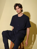 Vasudhaa Vastrran Tandav - Men'S Organic Dyed  Linen And Bamboo Indigo Co-Ord Set