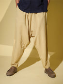 Vasudhaa Vastrram Kayavritt - Men'S Organic Dyed Linen And Bamboo Yellow Zouave Drop Crotch Pant