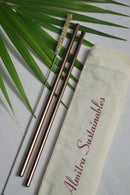Almitra Sustainables Reusable Copper Straw (Straight) Pack of 2 with Cleaner