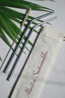 Almitra Sustainables Stainless Steel straw (Bent) Pack of 2 with 1 Cleaner