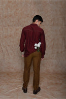 Anushé Pirani Handwoven Cotton Men's Maroon Shirt