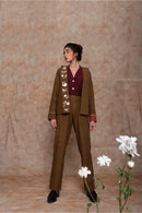 Anushé Pirani Handwoven Cotton Women's Umber Jacket