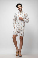 Sepia Stories Balsas Ikat Cotton Kurta in Beige