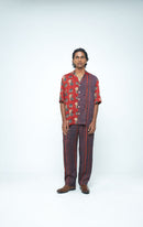 anushé pirani Modal Silk Men Terracotta Giant Lotus Shirt